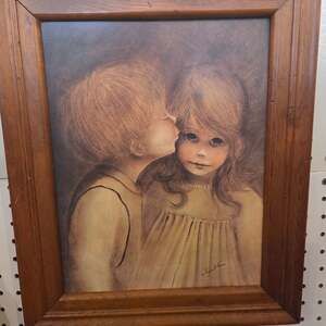 Vintage Margaret Kane 'A Little Kiss' Big Eye Framed Art Print